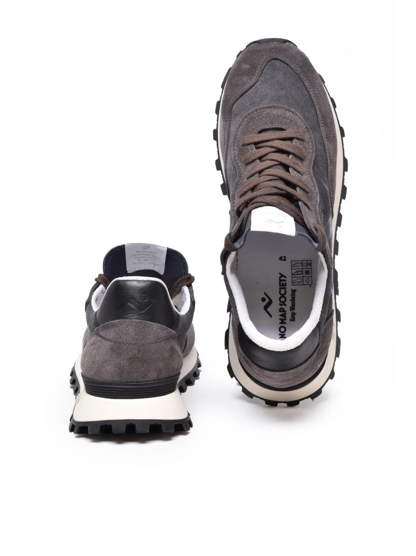 No Map Society Grey Suede-Blend Suede Sneakers