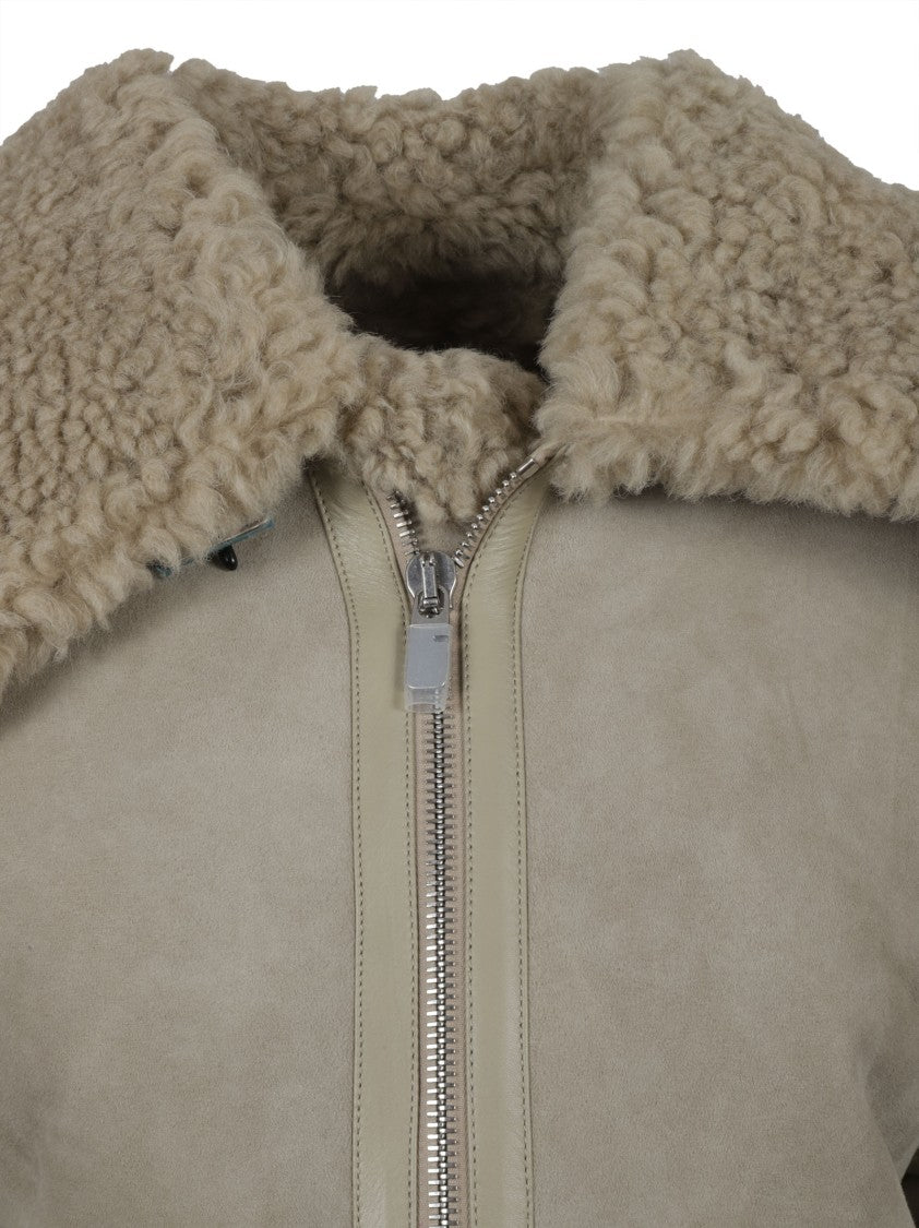 Burberry Lamb Shearling Coat With Textured Collar