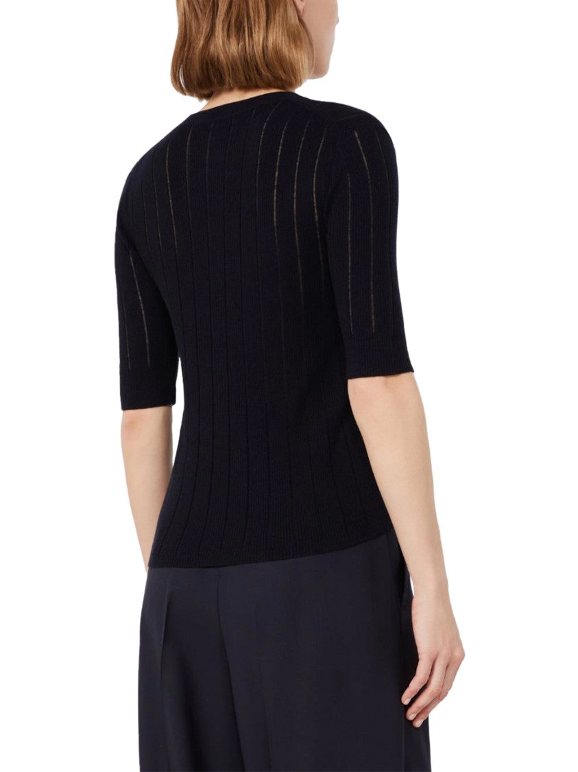 Max Mara Short-Sleeve Ribbed Knit Top