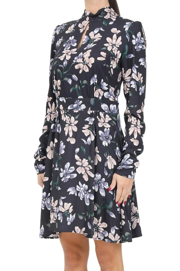 Mar De Margaritas Blue Viscose Women's Flared Dress