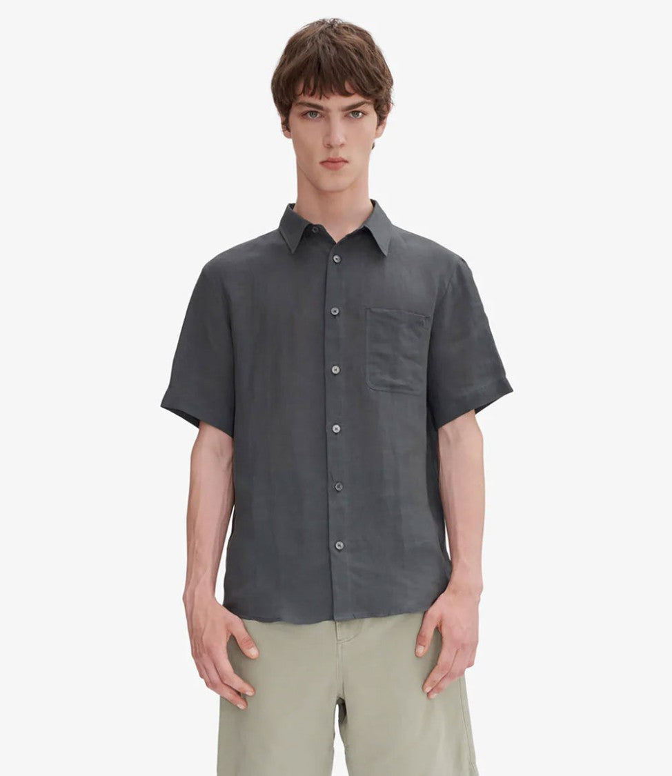 A.P.C. Casual Short-Sleeve Linen Shirt With Classic Collar