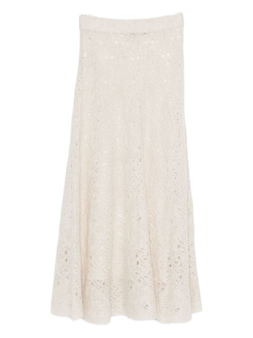 Dexterior Textured Knee-Length Skirt With Lace-Like Knit