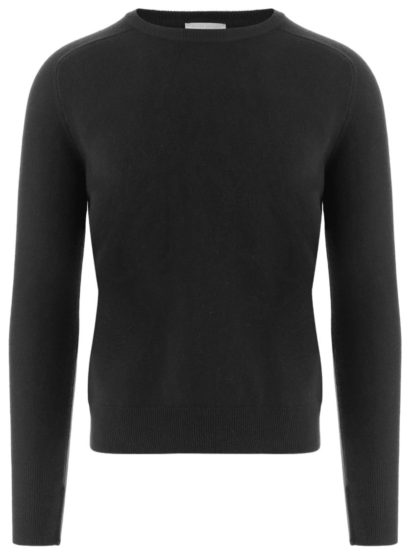 Oliver Lattughi Cashmere Knit Sweater With Crew Neck And Ribbed Details
