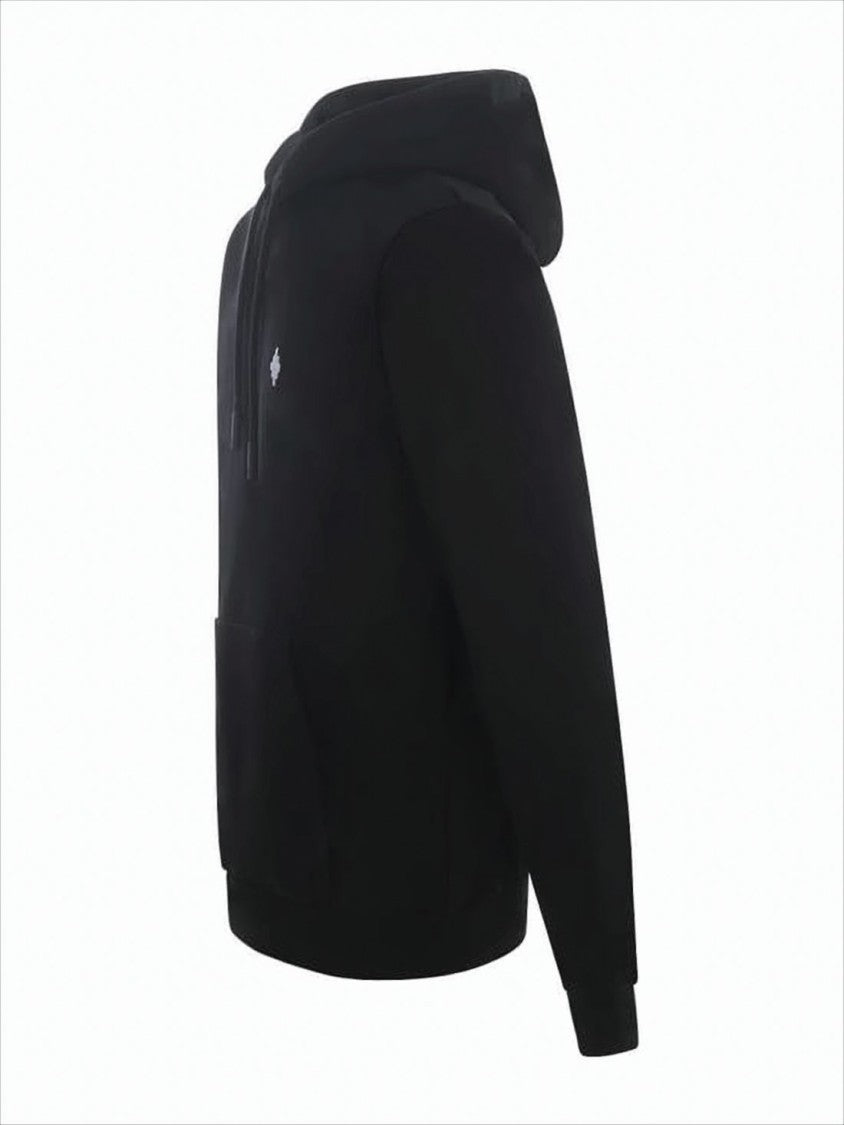 Marcelo Burlon Classic Pullover Black Hoodie With Adjustable Drawstring