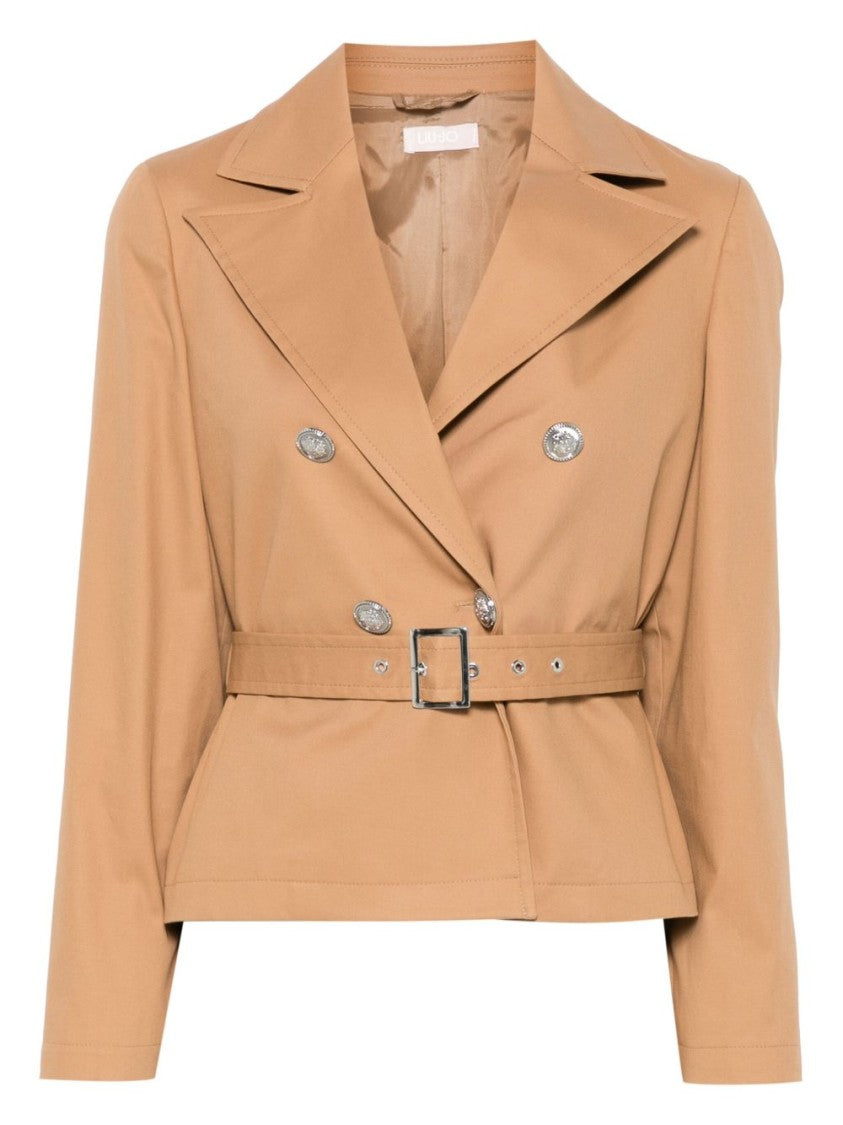 Liu Jo Double-Breasted Beige Trench Coat With Tailored Silhouette