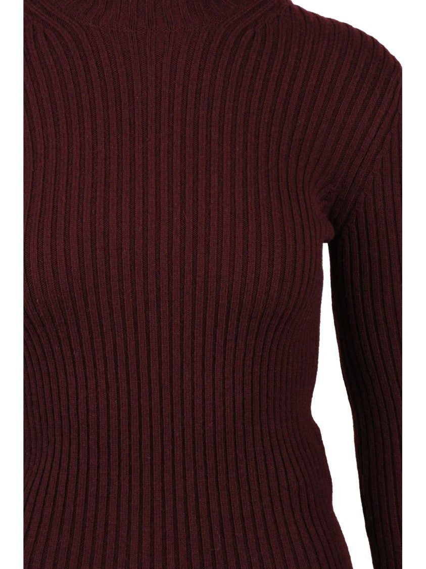 Max Mara Ribbed Turtleneck Sweater With Back Zipper Detail