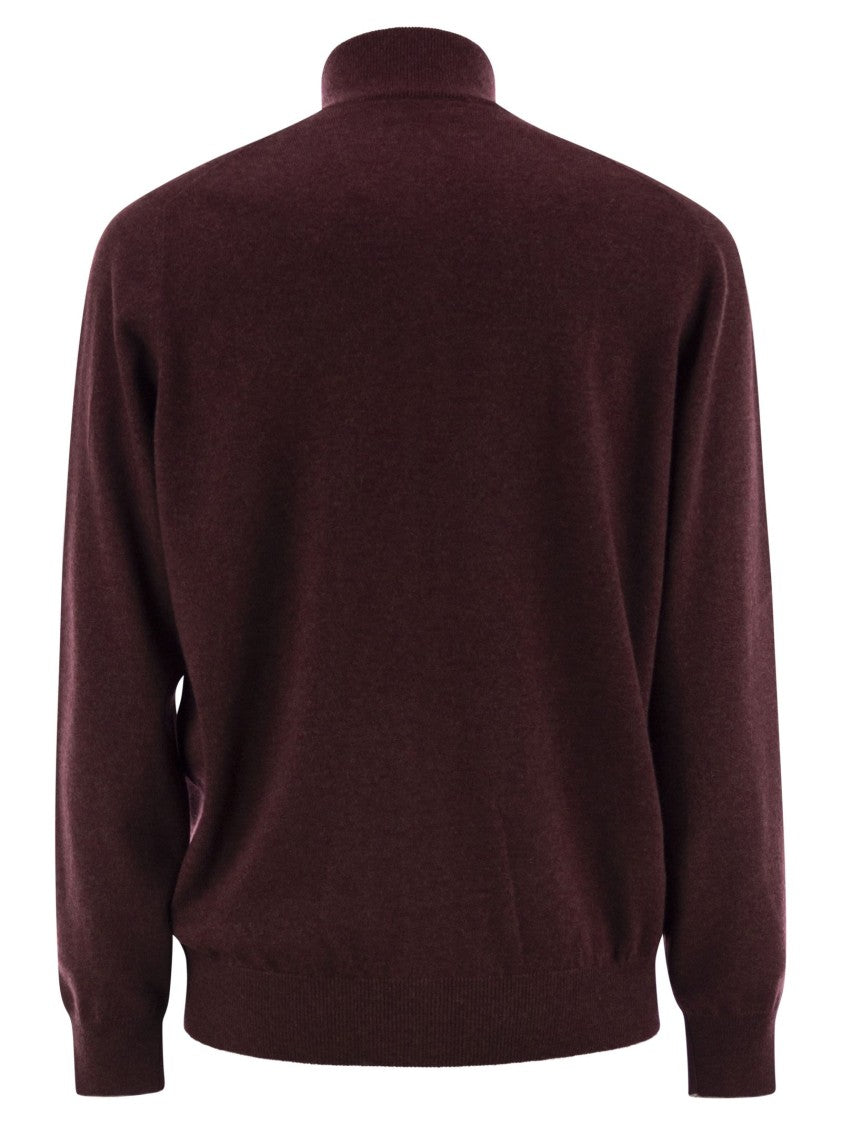 Brunello Cucinelli High-Necked Cashmere Cardigan With Zip