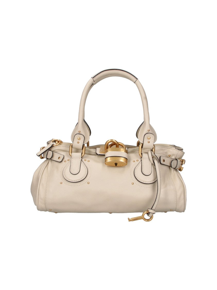 Chloé Paddington Gold Hardware Cream Buffalo Leather Shoulder Bag