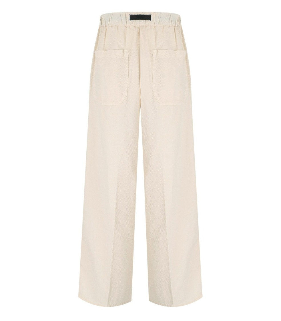 White Sand Carol Cream Ribbed Pants