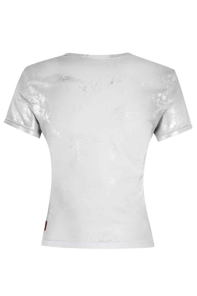 Diesel Textured Silver-Finish Fitted T-Shirt