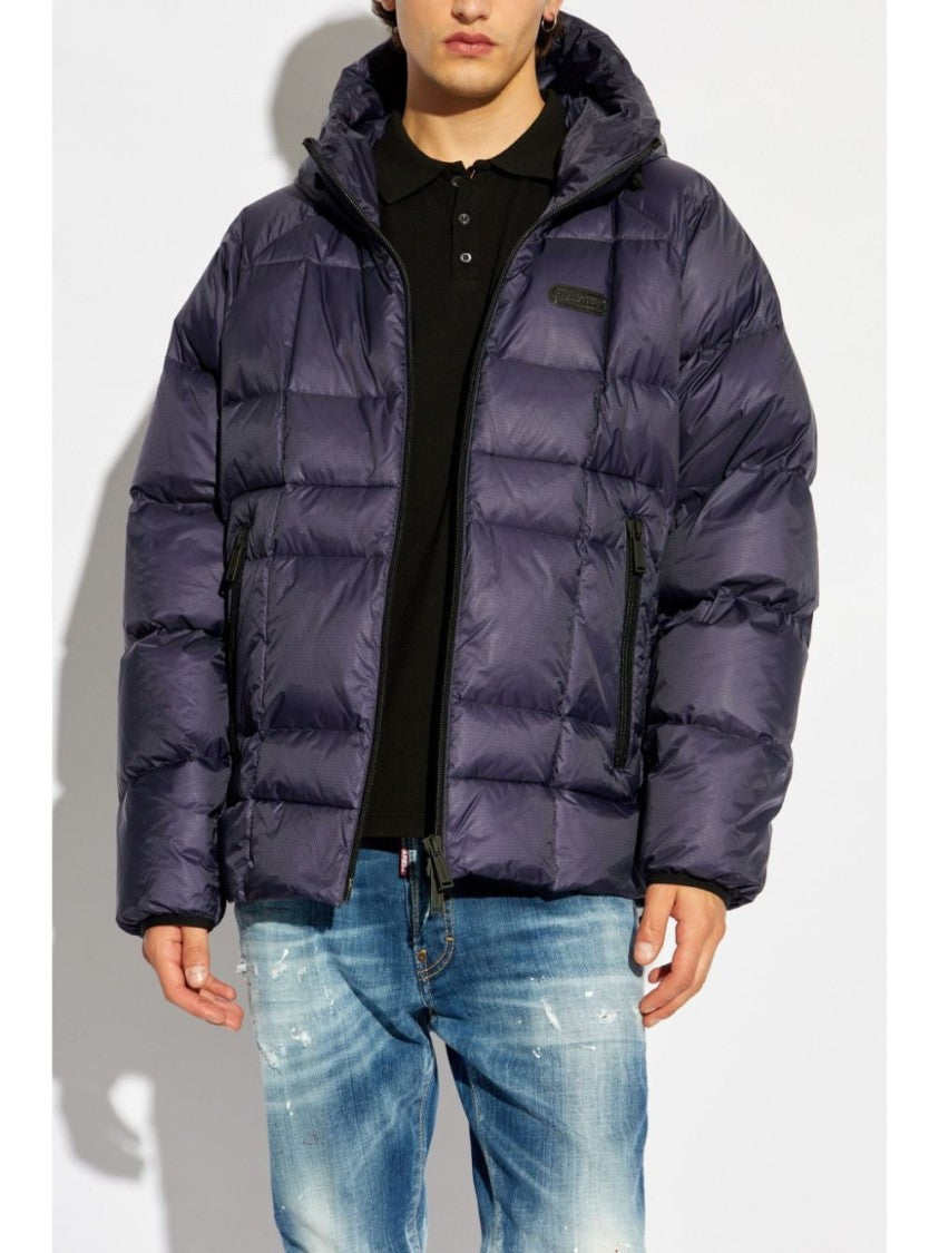 Dsquared2 Navy Blue Stretch-Cotton Padded Jacket
