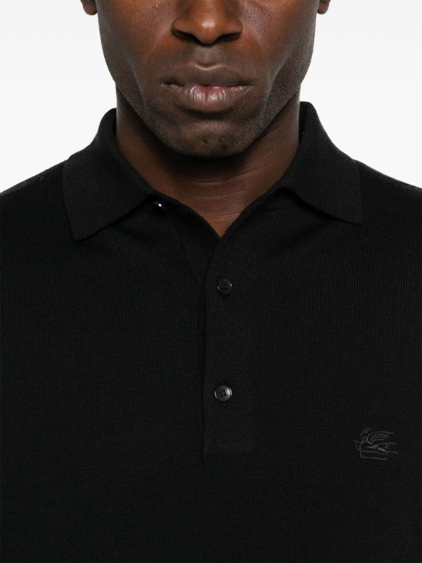 Etro Long-Sleeved Wool Knit Polo Shirt