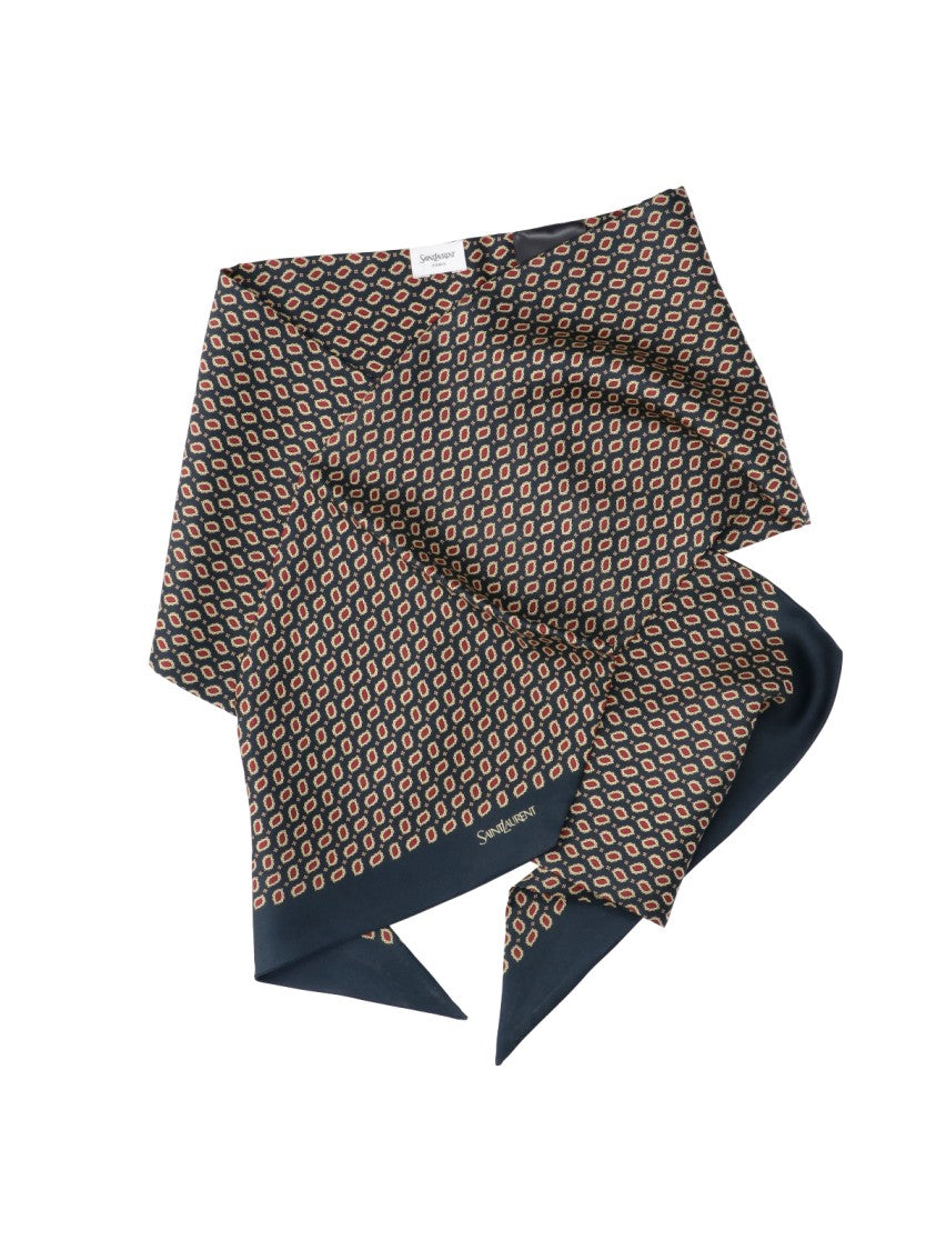 Saint Laurent Multicolor Printed Silk Scarf