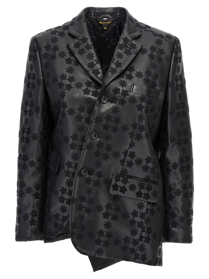 Comme Des Garçons Single-Breasted Blazer With Intricate Embroidery