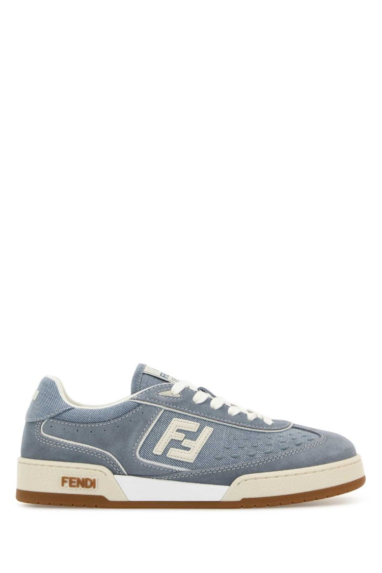 Fendi Light Blue Denim And Suede Fendi Match Sneakers