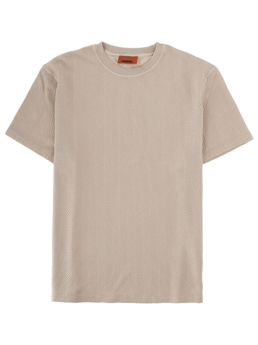 Missoni Neutrals Herringbone Pattern Boxy Cotton-Viscose T-Shirt