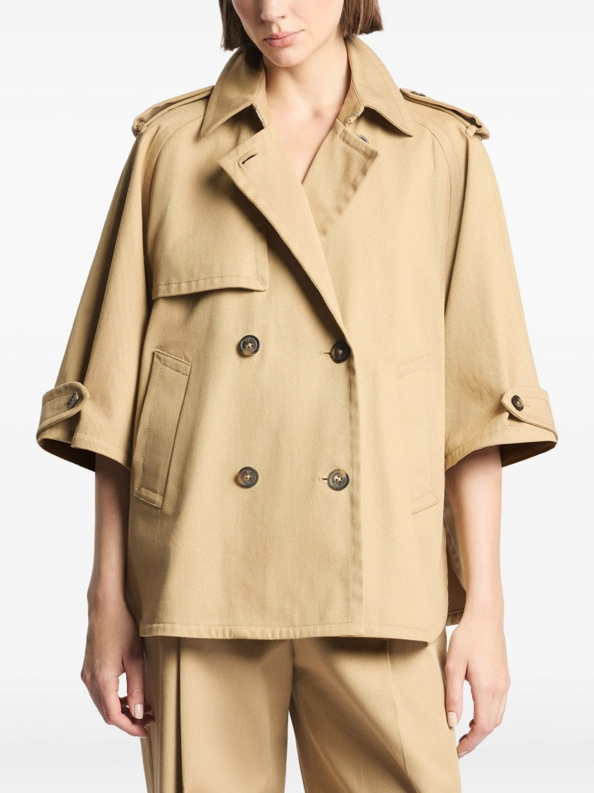 Fay Boxy Light Brown Trench Elbow-Length Sleeve Jacket
