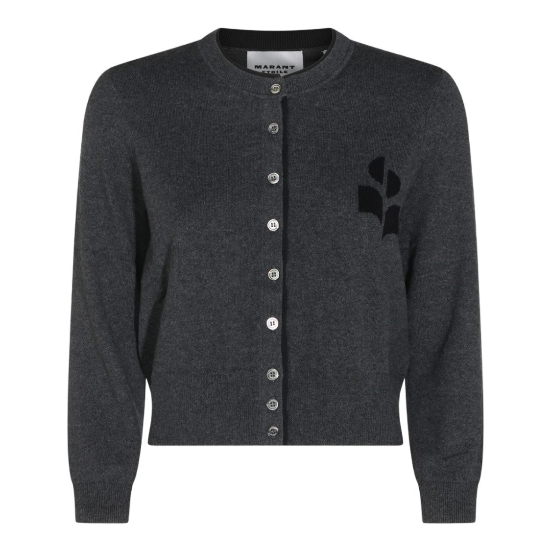 Isabel Marant Étoile Cropped Dark Grey Embroidered Cardigan