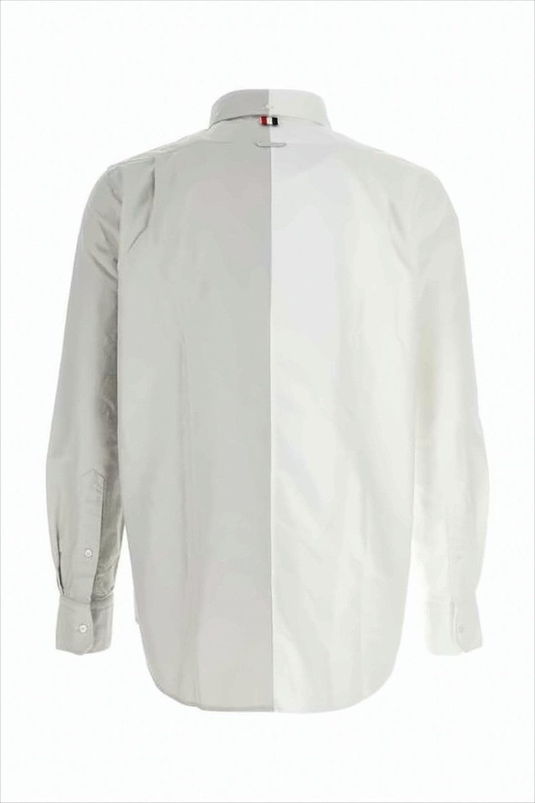 Thom Browne Two-Tone Long Sleeve Shirt With Button-Down Collar