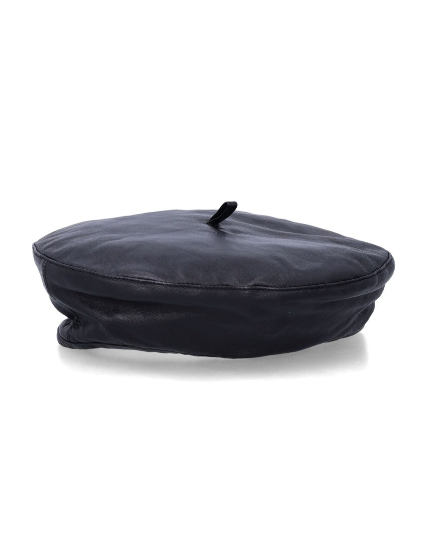 The Garment Polished Black Leather-Like Soho Beret With Adjustable Tie