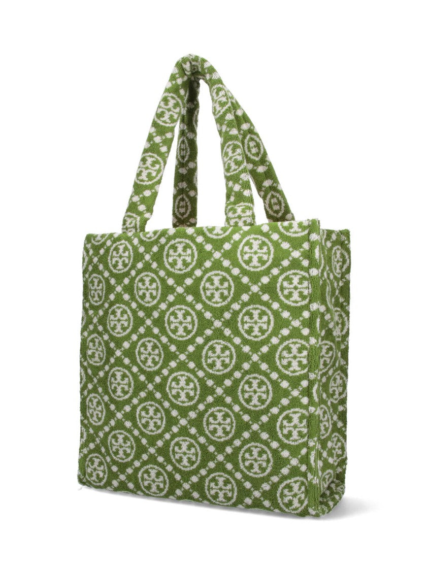 Tory Burch T-Monogram' Terrycloth Tote Bag – Green