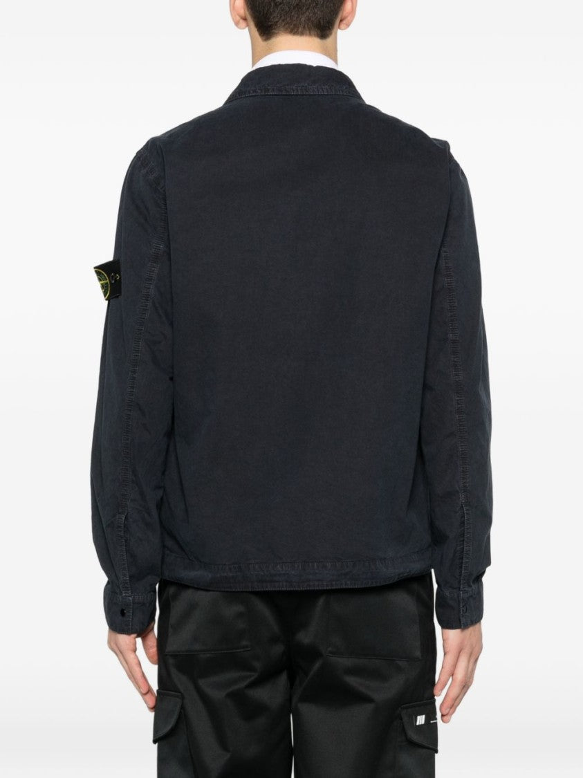 Stone Island Classic Collar Casual Shirt With Double-Slider Zip