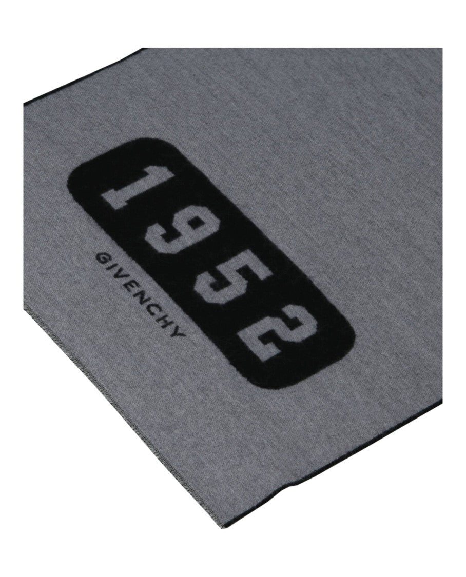 Givenchy Elongated Grey Wool College Scarf With Knitted Ends
