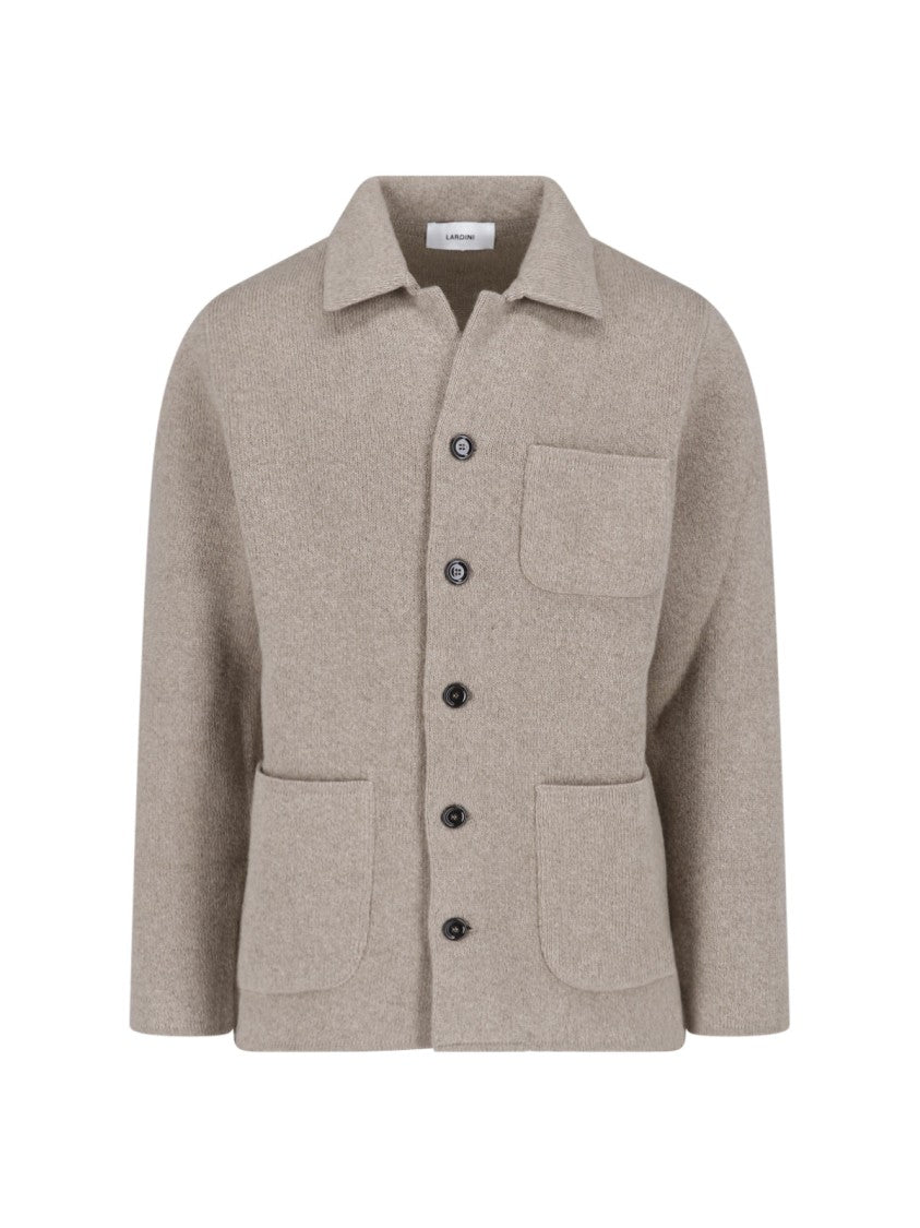 Lardini Beige Classic Collar Cashmere Jacket