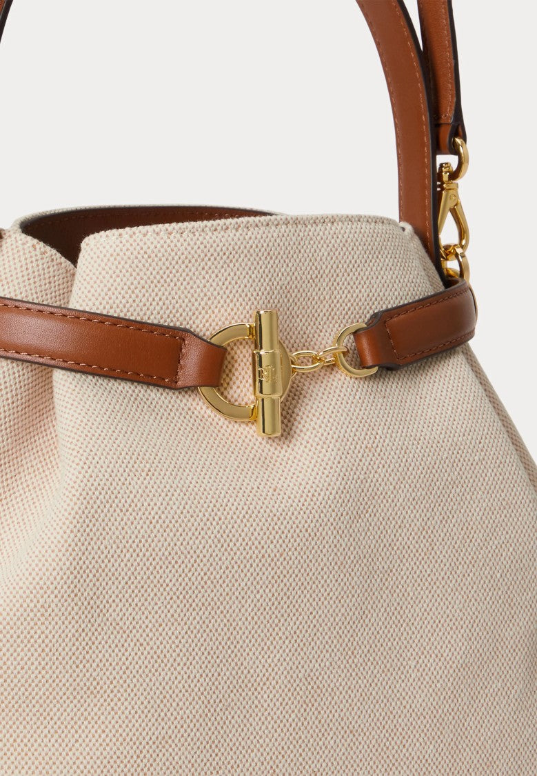 Lauren Ralph Lauren Structured Handbag With Textured Fabric And Leather Accents
