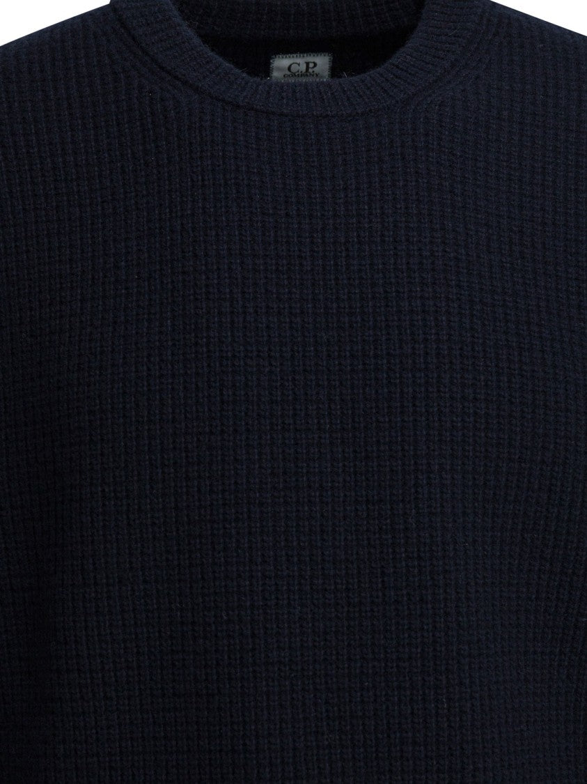 C.P. Company Textured Knit Wool-Polyamide Sweater With Logo Patch