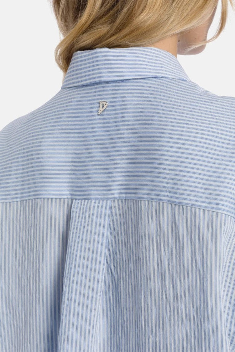 Dondup Blue Viscose-Polyamide Pinstripe Shirt