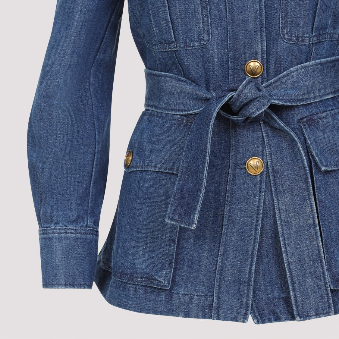 Valentino Tailored Belted Jacket With Gold-Tone Buttons