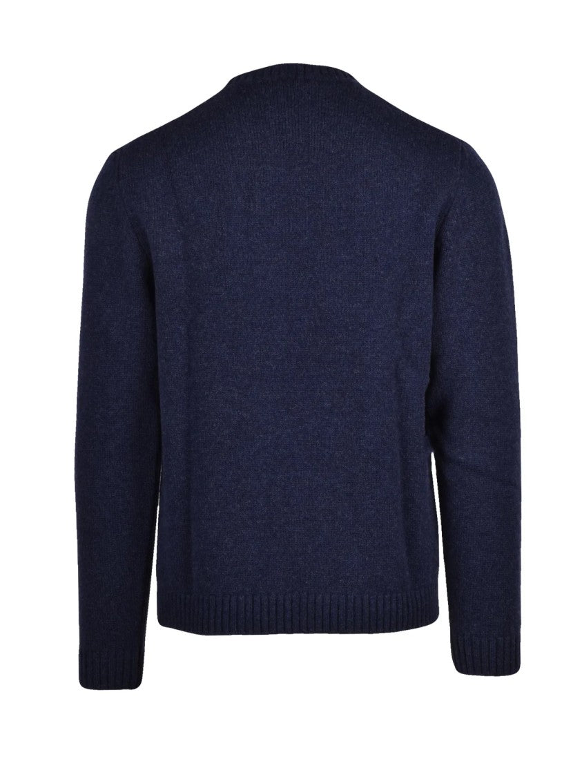 Daniele Fiesoli Classic Crewneck Sweater In Deep Blue Merino Wool