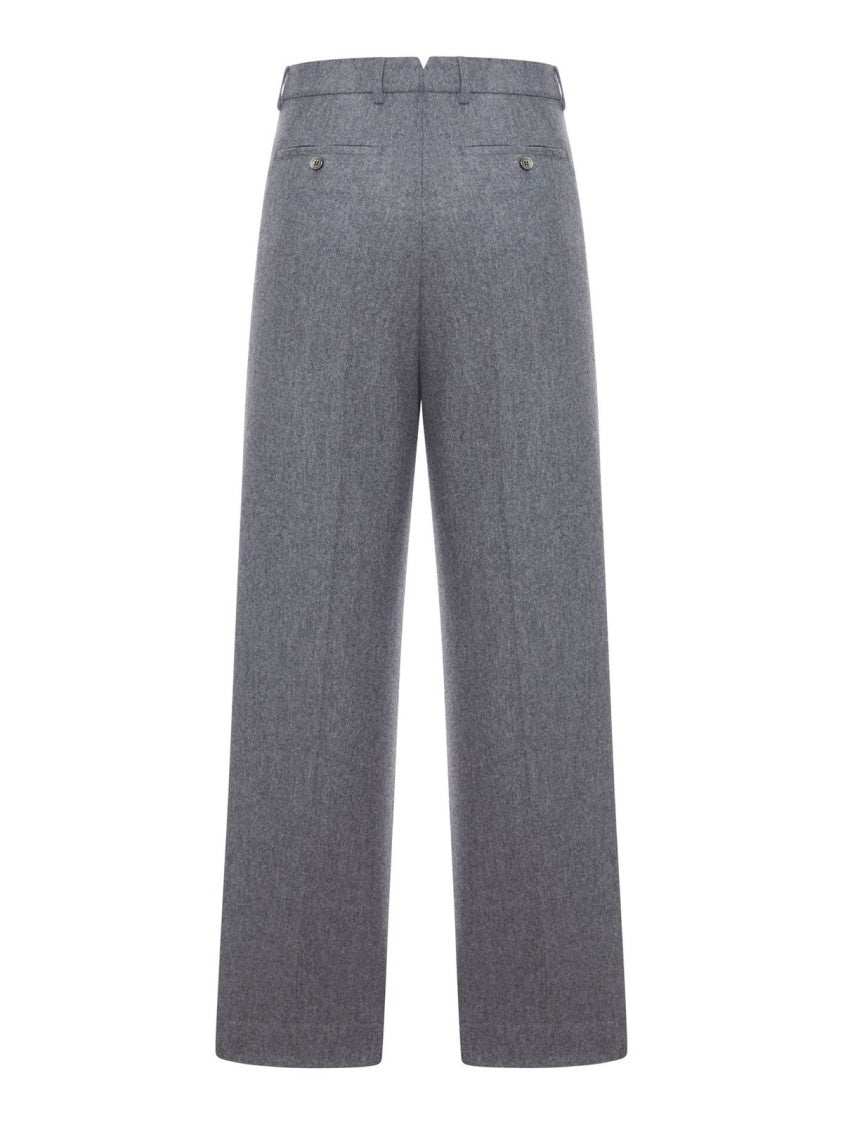 Ami Textured Wool Tailored Pants With Classic Waistband