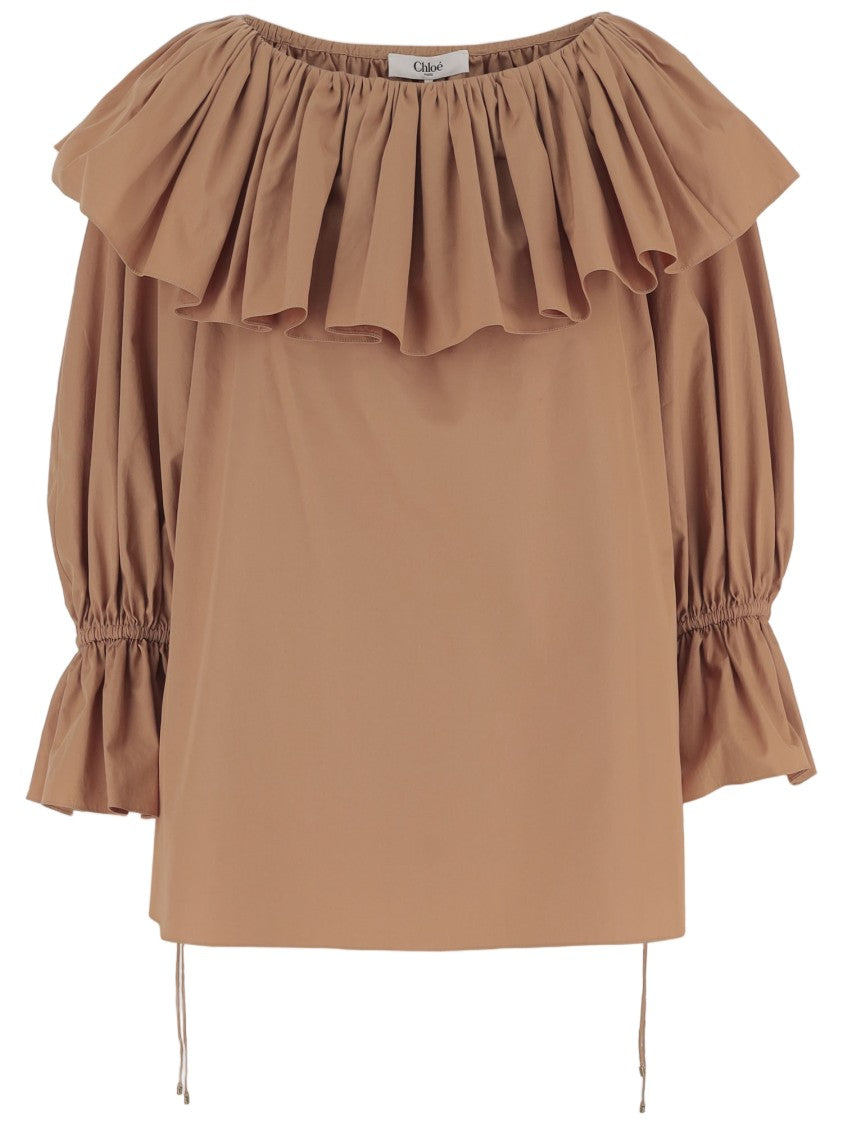 Chloé Cotton Top With Ruffled Trim