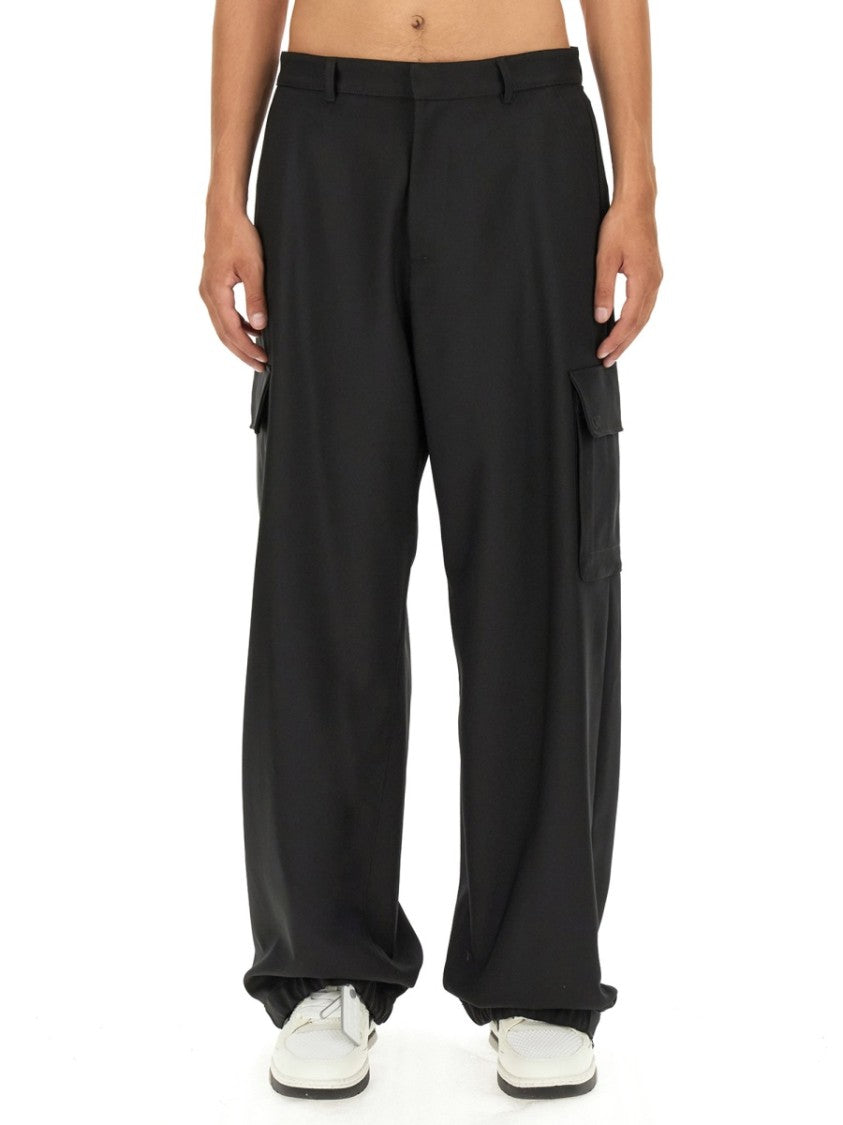 Off-White Relaxed Fit Black Cargo Pants With Side Pockets