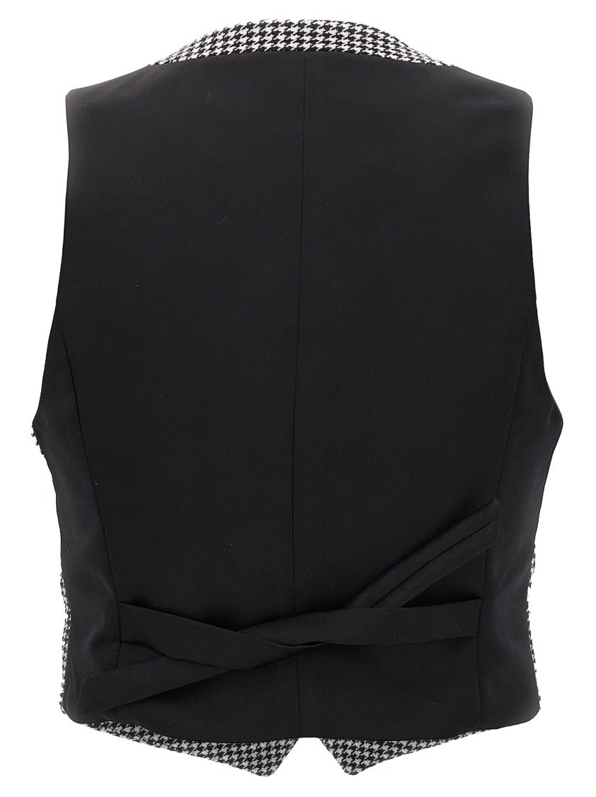 Alexandre Vauthier Houndstooth Wool Blend Waistcoat With Lurex Detail