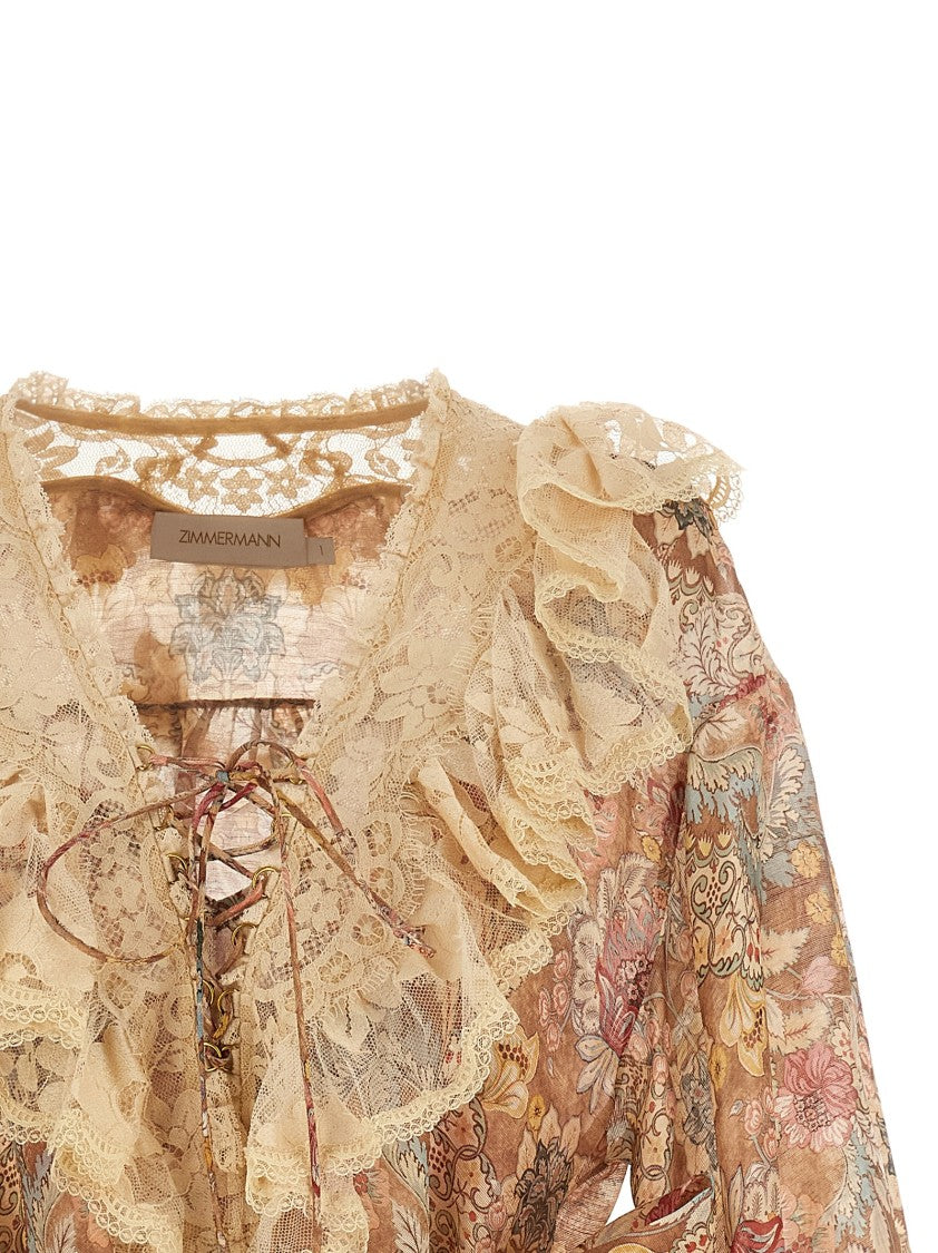 Zimmermann 'Rebellion' Floral Print Silk And Linen Dress