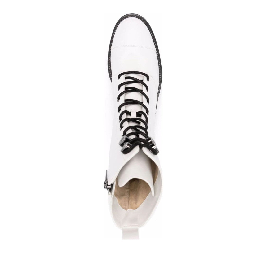 Michael Kors White Bryce Leather Lace-Up Side Zip Boots