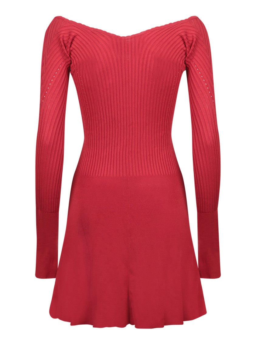 Jacquemus Ribbed Mini Dress With Cut-Out Detail And Long Sleeves