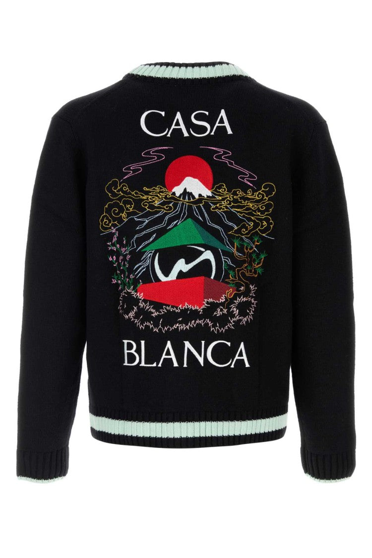 Casablanca Black Wool Blend Cardigan