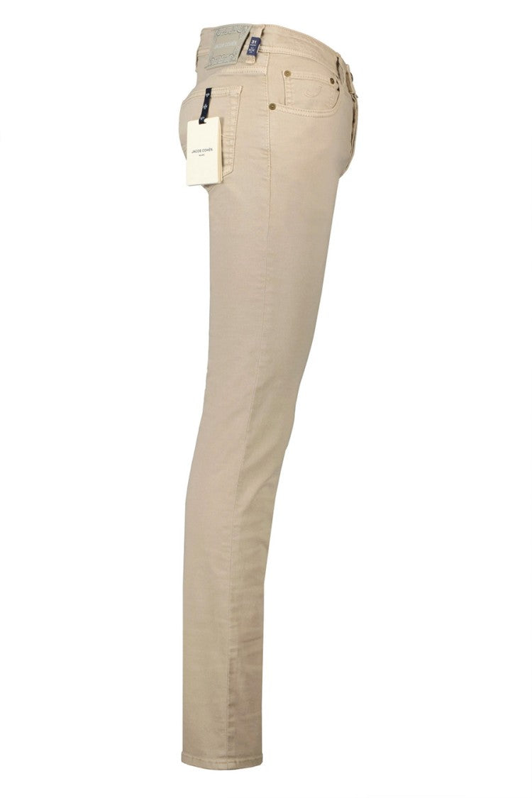 Jacob Cohen Beige Slim-Fit Five-Pocket Cotton-Blend Pants