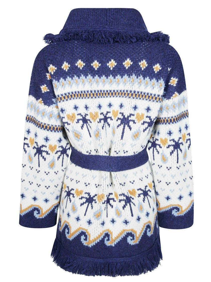 Alanui Sweet Winter Fringe Shawl-Collar Cardigan