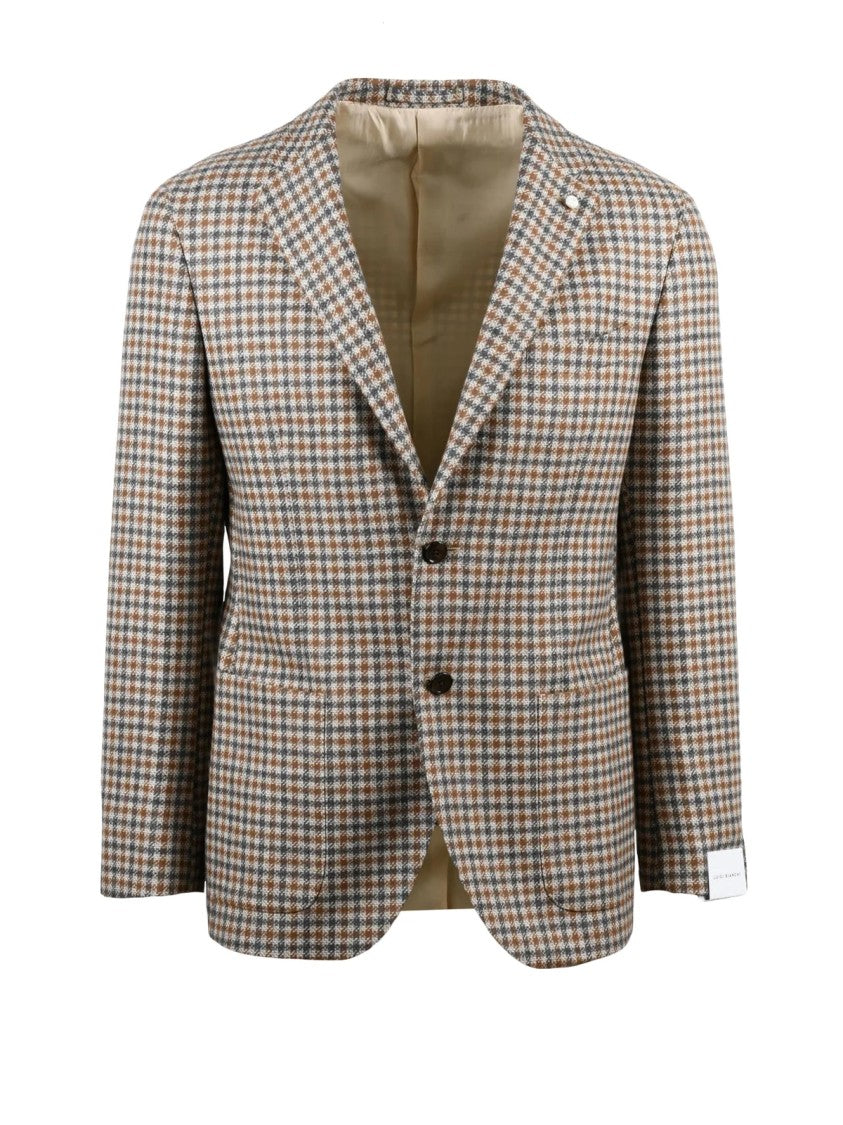Luigi Bianchi Rounded Jacket With Classic Checkered Pattern