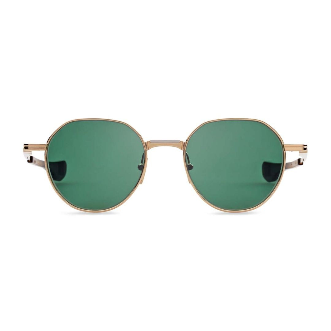 Dita Vers-One Geometric Gold-Tone Frame Sunglasses With Green-Tinted Lenses