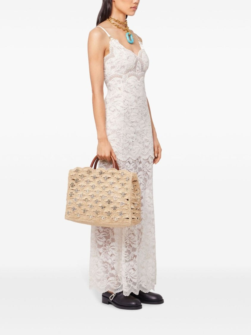 Rabanne Raffia Handbag With Intricate Woven Design