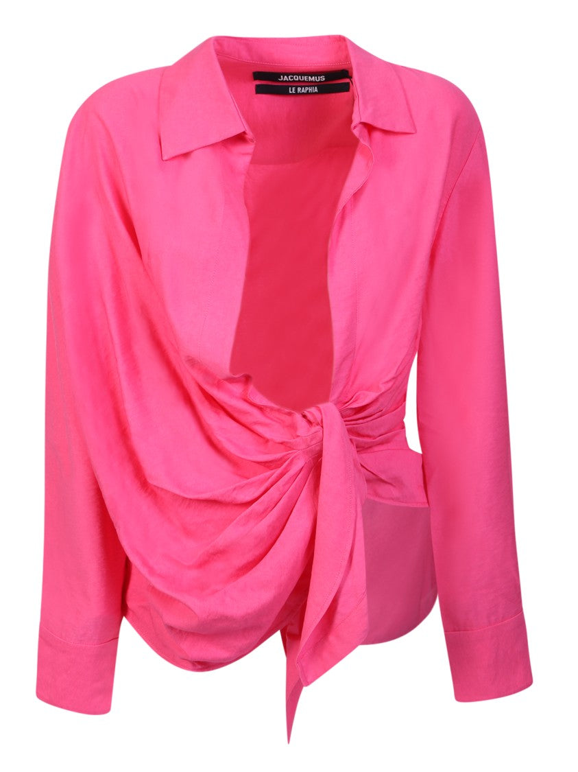 Jacquemus Plunging Neck Pink Shirts
