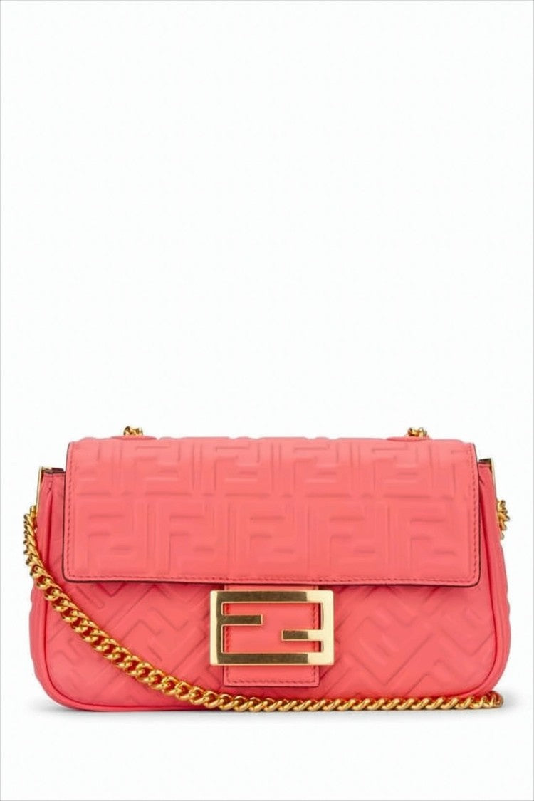 Fendi Rectangular Pink Lambskin Crossbody Bag
