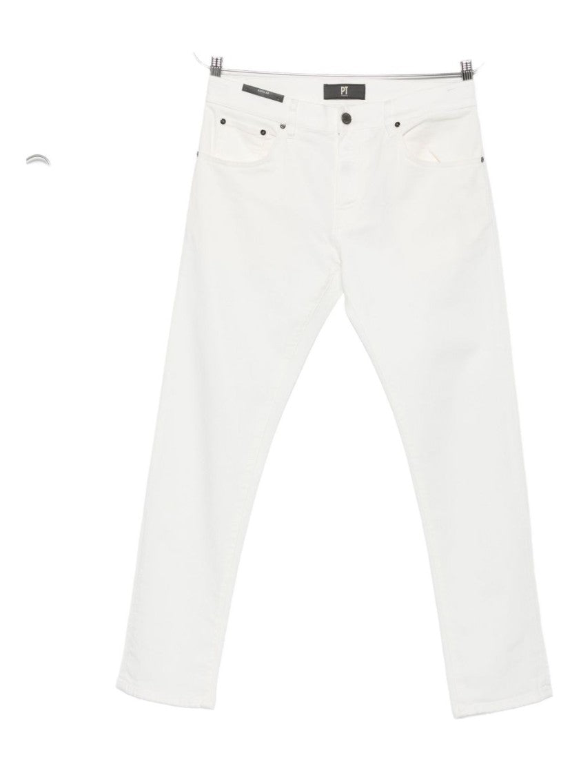 Pt Torino Classic Straight-Leg White Jeans With Five-Pocket Design