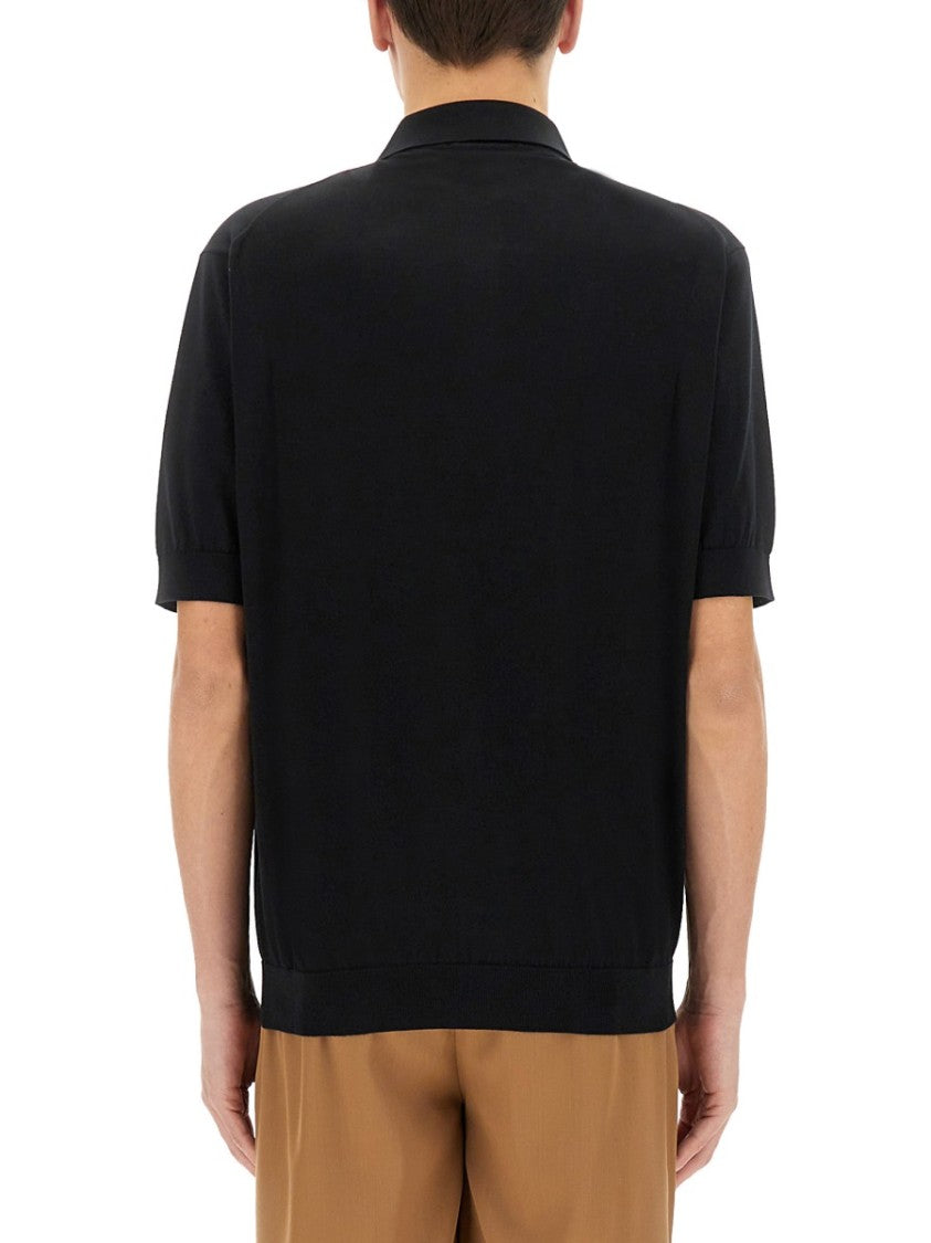 Lardini Black Knitted Polo